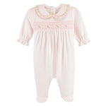 Baby Club Chic - Smocked Pink Embroidery Footie