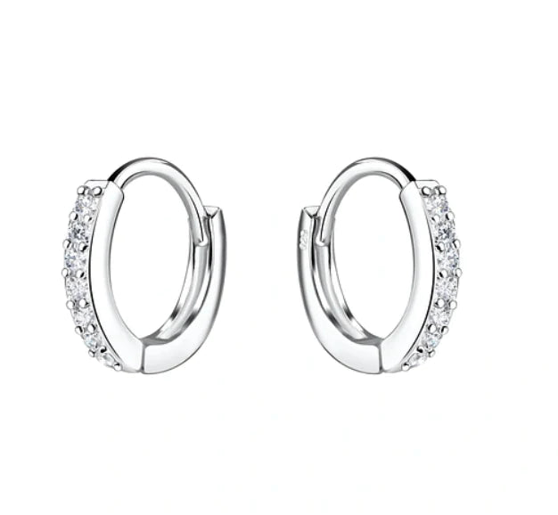 Cherished Moments - Sterling Silver 10mm CZ Huggie Earring