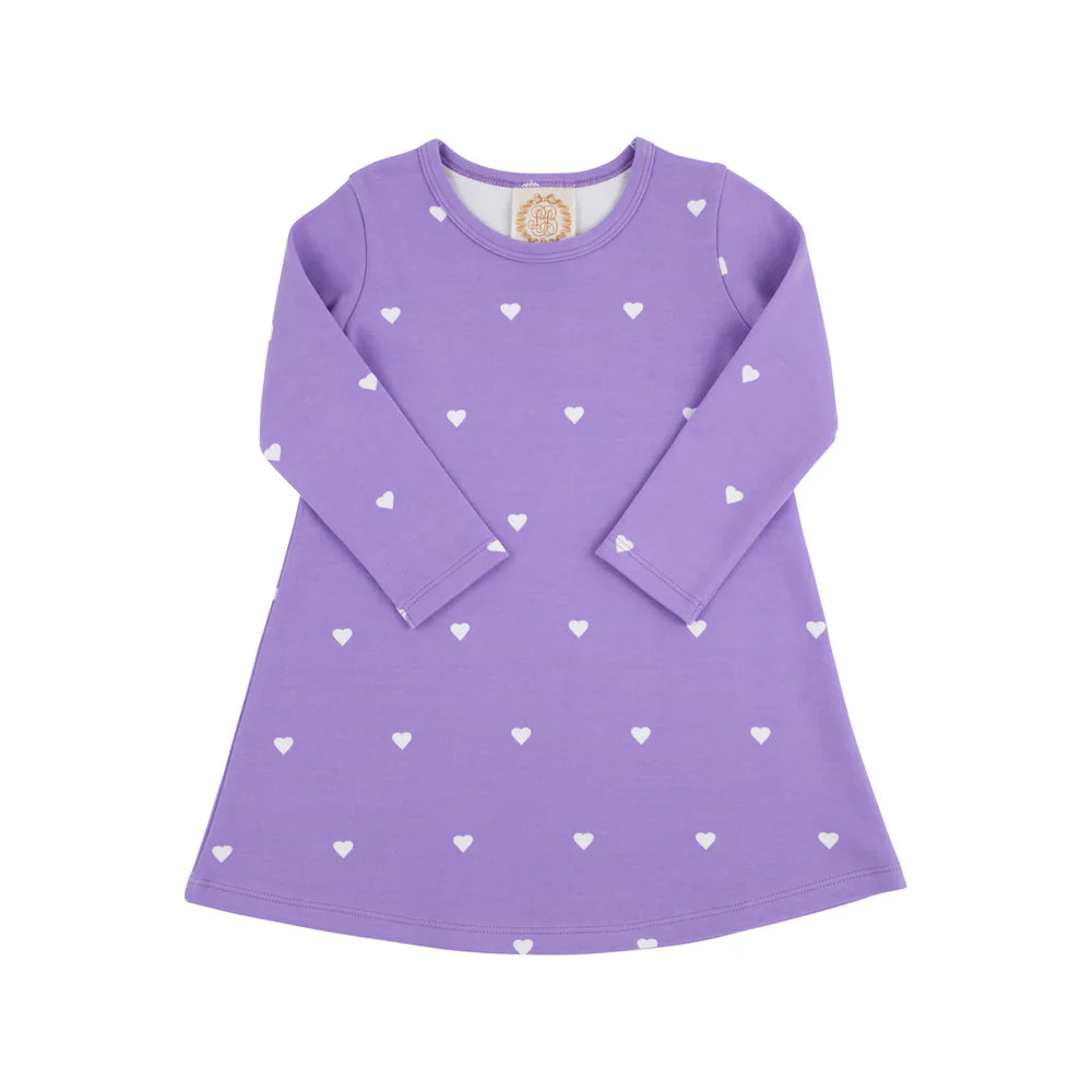 The Beaufort Bonnet Company - Long Sleeve Polly Play Dress Heart Eyes (Palisades Purple)