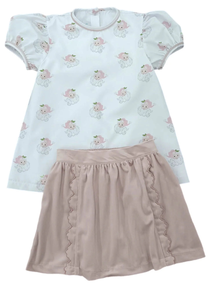 James & Lottie - Kate Skirt Top Set Pink Santa