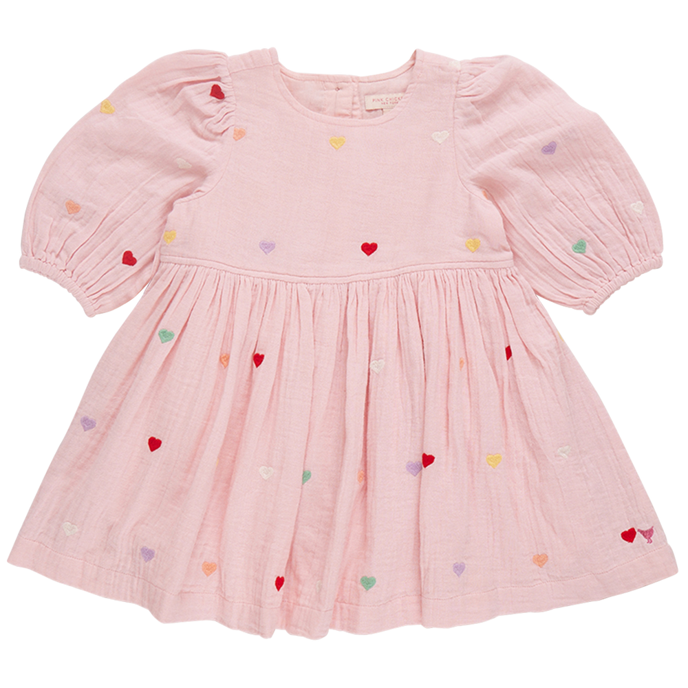 Pink Chicken - Girls Brooke Dress - Candy Heart Embroidery