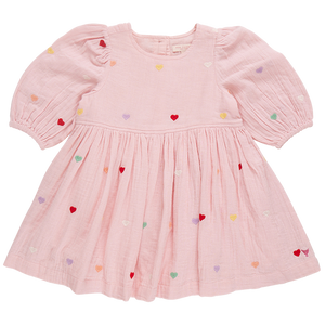 Pink Chicken - Girls Brooke Dress - Candy Heart Embroidery