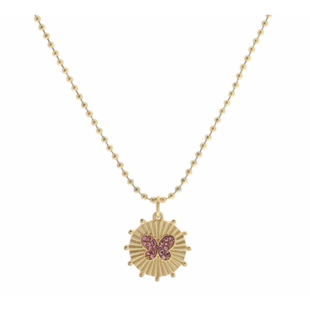 Butterly Kisses Gold Medallion Necklace