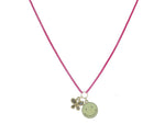 Gold Crystal Butterfly On Pink Box Chain And Cream Enamel Happy Face Necklace
