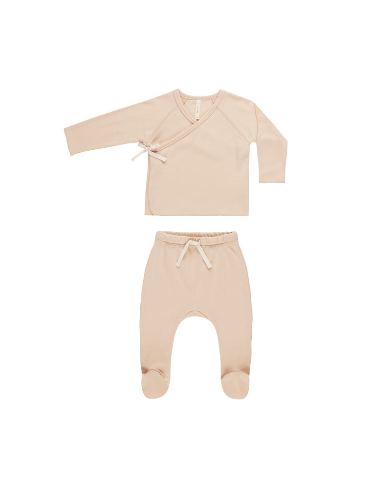 Quincy Mae - Shell Wrap top + Footed Pant Set