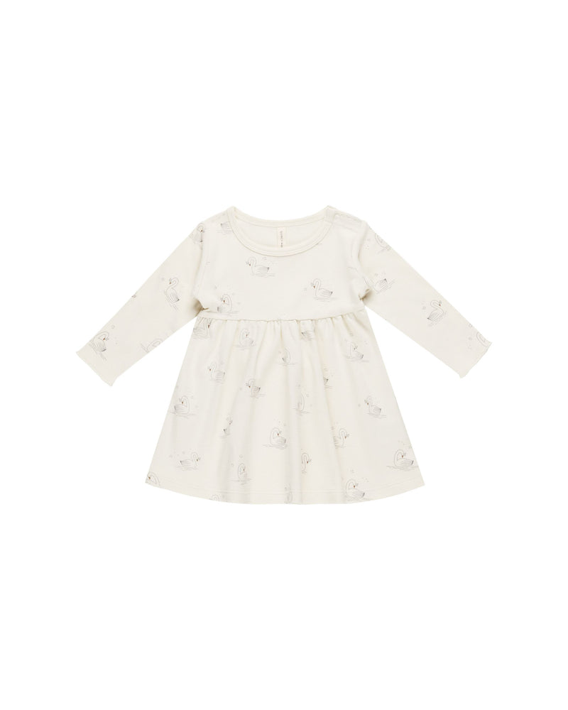 Quincy Mae - Swans Long sleeve Baby Dress