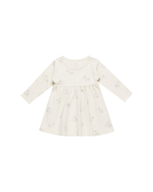 Quincy Mae - Swans Long sleeve Baby Dress