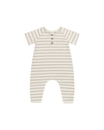 Quincy Mae - Grey stripe Short Sleeve Jumpsuit