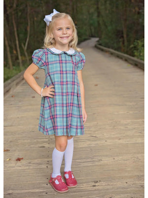 James & Lottie - Paige Pleat Dress Christmas Plaid