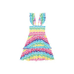 Posh Peanut - Rainbow Butterfly - Smocked Flutter Sleeve Babydoll Dress