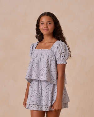 Rylee & Cru - Teen Rose Mini Skirt || Light Blue