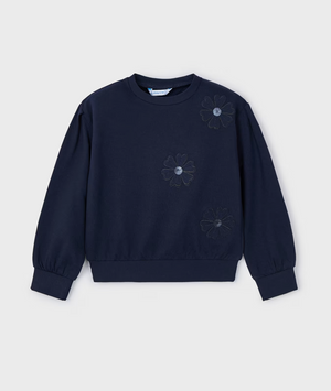 Mayoral - Navy Flower Applique Sweater