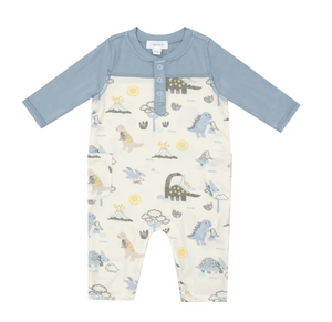 Angel Dear - Baby Love Dinos - Romper w/ Contrast Sleeve