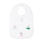 Sammy + Nat - Pink Golf Embroidered Bib