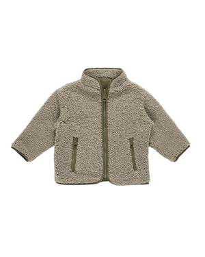 Quincy Mae - Olive Shearling Zip Jacket