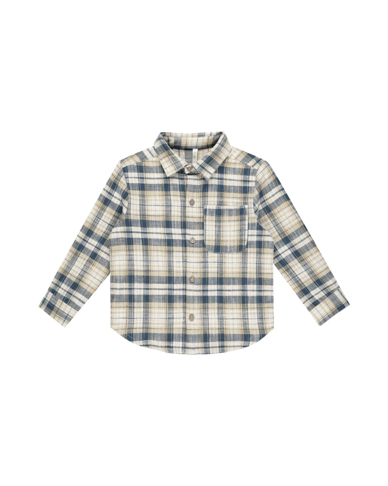 Rylee & Cru - Indigo Plaid Collared LS Shirt