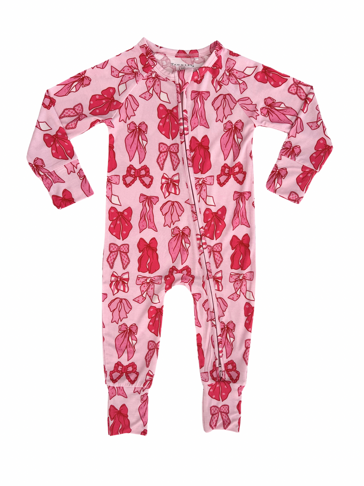 In My Jammers - Valentine's Bow Zipper Romper