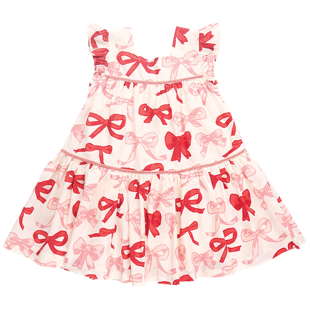 Pink Chicken - Girls Camelia Dress - Valentines Bows