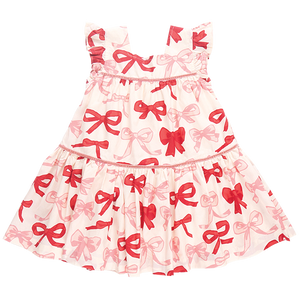 Pink Chicken - Girls Camelia Dress - Valentines Bows