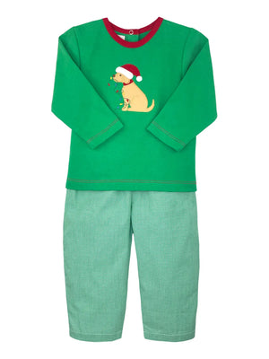 Petit Ami - Christmas Dog Top & Pant Set