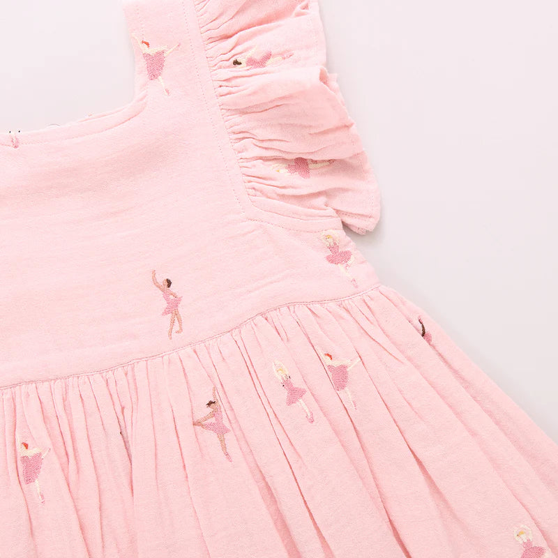 
            
                Load image into Gallery viewer, Pink Chicken - Girls Elsie Dress - Ballerina Embroidery
            
        