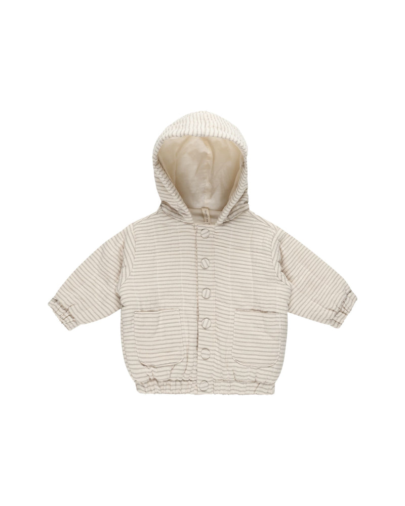 Quincy Mae - Basil Stripe Hooded Woven Jacket