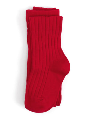 Little Stocking Co. - Apple Red Ribbed Knit Tights