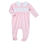 Magnolia Baby - Emily Smocked Collared Footie - Pink