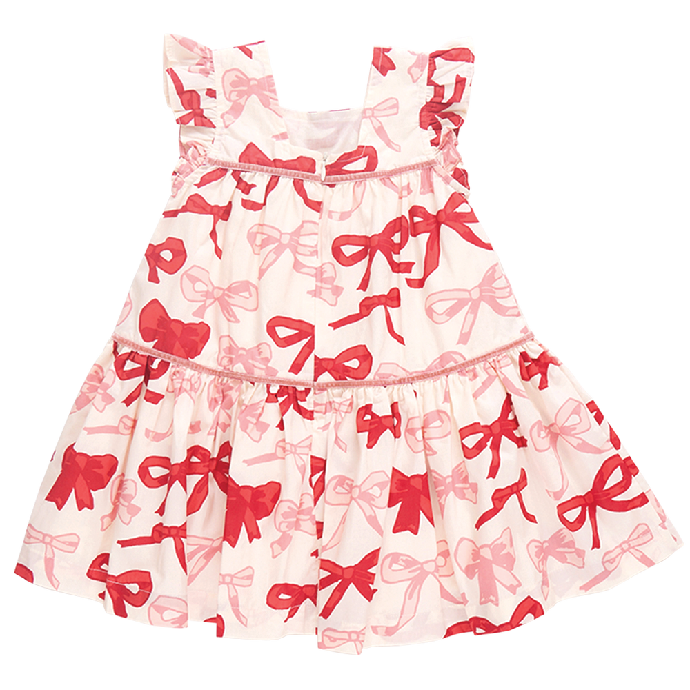 Pink Chicken - Girls Camelia Dress - Valentines Bows