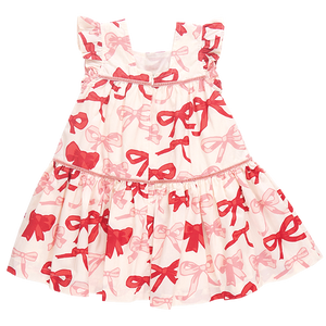 Pink Chicken - Girls Camelia Dress - Valentines Bows