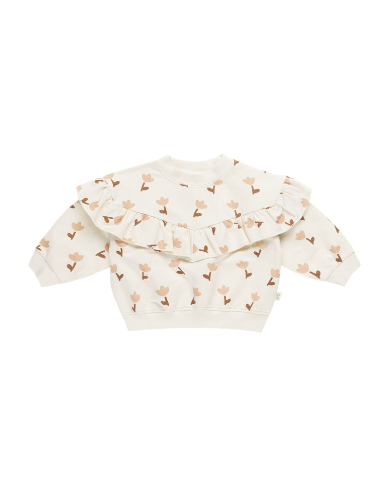 Quincy Mae - Tulips Ruffe Fleece Sweatshirt