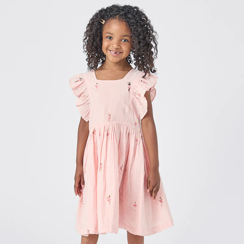 
            
                Load image into Gallery viewer, Pink Chicken - Girls Elsie Dress - Ballerina Embroidery
            
        