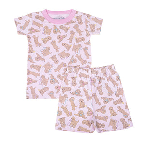 Magnolia Baby - Golden Pup Pink Short Pajamas