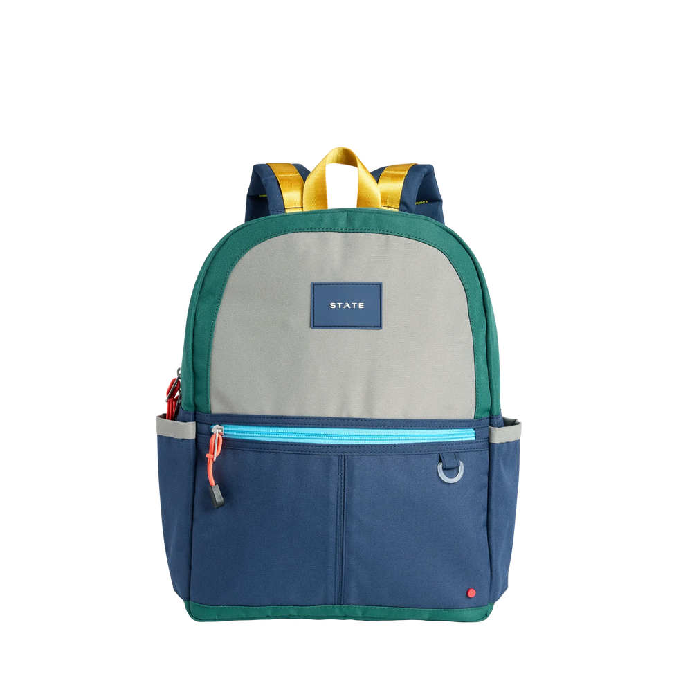 State Bag - Kane Double Pocket Backpack Green & Navy