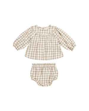 Quincy Mae - Cinnamon Plaid Mia Top + Bloomer Set