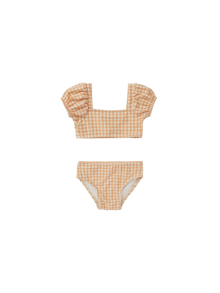 Quincy Mae - Melon Gingham Zippy Two Piece Swim