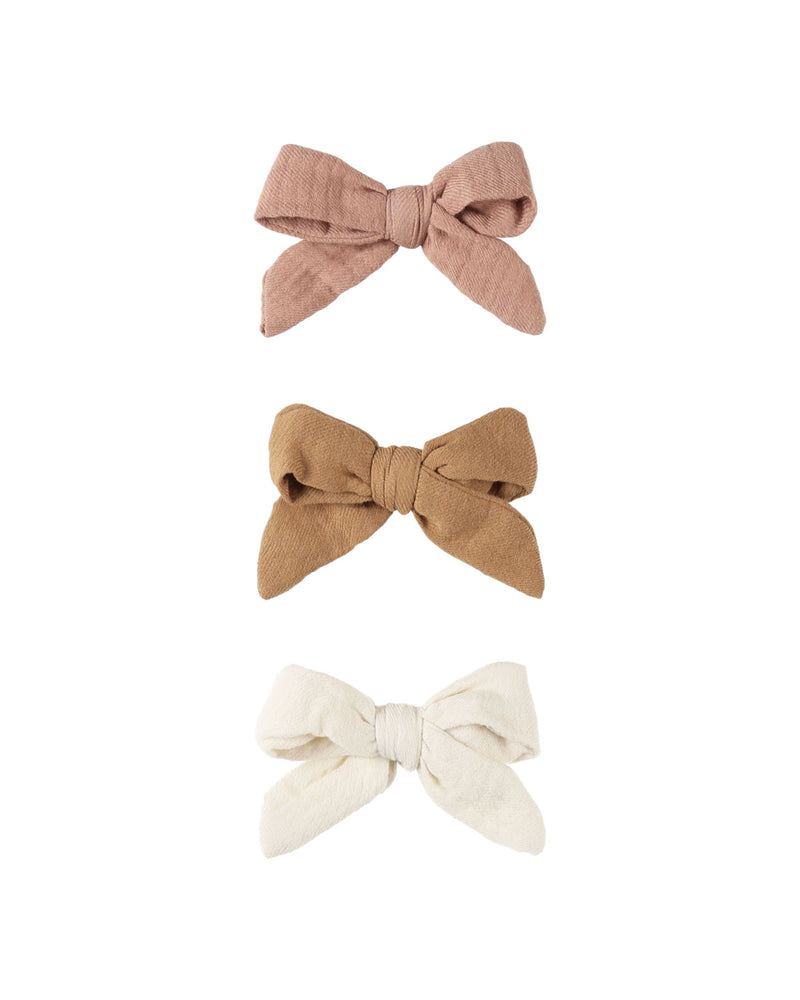 Quincy Mae - Rose, Natural, Golden Bow Clip Set