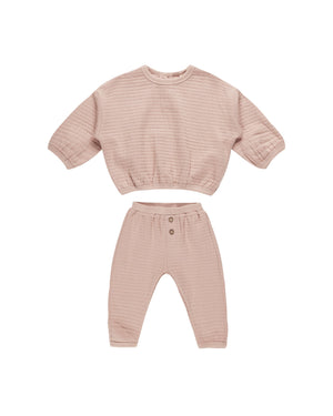 Quincy Mae - Blush Textured Sweat Set