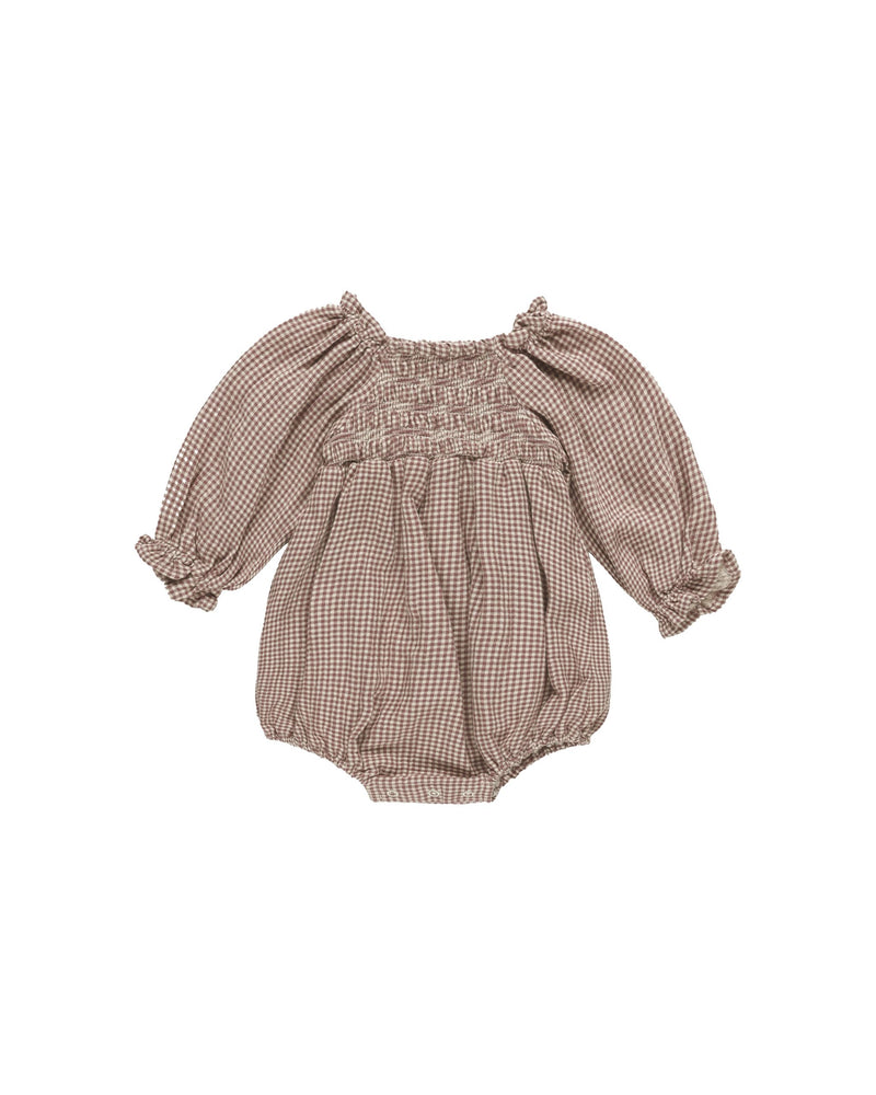 Quincy Mae - Plum Gingham Eden Romper