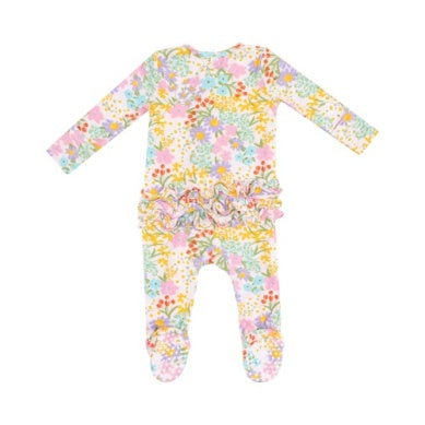 
            
                Load image into Gallery viewer, Angel Dear - Amelia Floral Ruffle Zip Footie
            
        