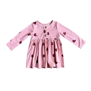 Babysprouts - Ruby Hearts Long Sleeve Henley Dress