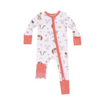 Angel Dear - Pink Vintage Farm Animal Faces Zip Romper