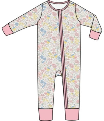 Angel Dear - Viola Floral Zip Romper