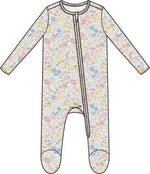 Angel Dear - Viola Floral Ruffle Zip Footie