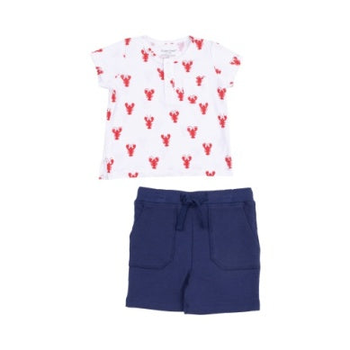 Angel Dear - Lobster Print Henley + Short Set