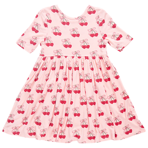 Pink Chicken - Girls Bamboo Steph Dress - Cherry Hearts