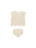 Rylee & Cru - Sand Stripe Scallop Knit Baby Set